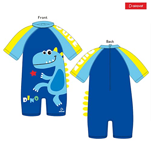 Image of AIRAVAT Children Swimsuit Set, 1513 Dino Kids Bathing Suit Swimwear, Half Sleeves 1 Piece Swimming Wear for Kids, Swimming Costume for Kids