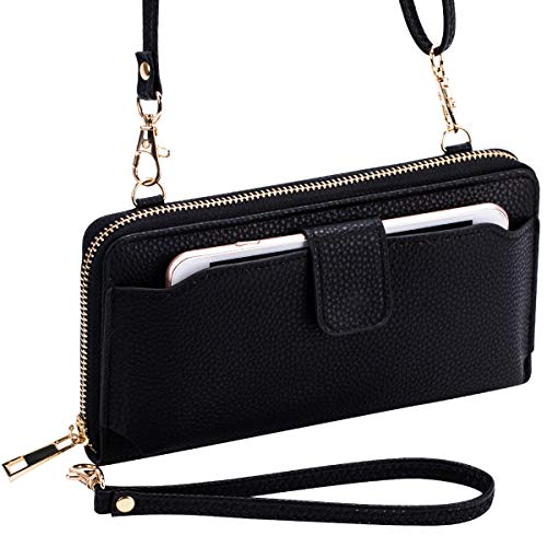 Womens Wristlet Wallet Crossbody Bag Cellphone Purse Handbag RFID Card Slots 2 Strap Wrist3