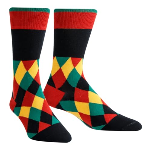 Men's Novelty-Dress Socks, Striped Pattern Crew Socks, Christmas Colorful-Funky-Funny Socks 3/6 Pairs4
