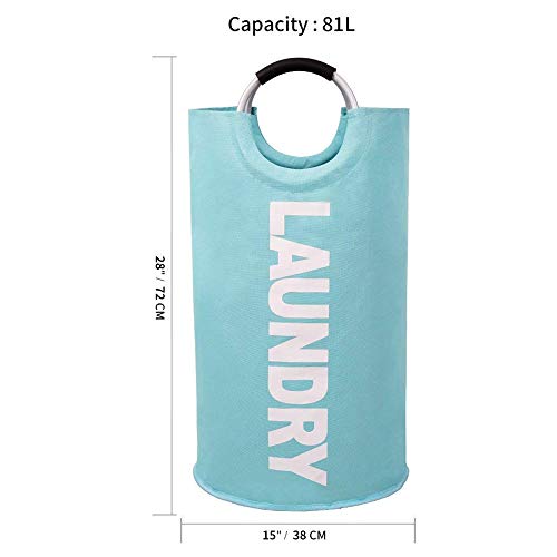 Mziart 82L Large Collapsible Laundry Hamper Laundry Basket With Alloy Handles For College, Camping And Home, Heavy Duty And Durable Thicken Foldable Clothes Storage Washing Bag (Blue) #TOP1