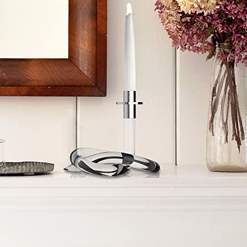 Sophinique Silver And Lucite Twisted Pretzel Candlestick Holder(2Pcs),Twisted Acrylic Candle Holder, Decorative Candle Stand,Acrylic Taper Candle Holder,Clear Pillar Candle Stand (Silver) #TOP3