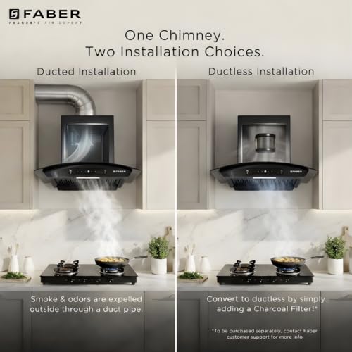 Image of Faber 60 cm 1200 m /hr Autoclean Curved Chimney| Light Grey Filterless with Oil Collector |8 Yrs Motor & 2Yrs Comprehensive Warranty by Faber | Touch & Gesture Control | Hood Venice in HC SC FL LG 60