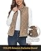 YESLIFE 2024 Khaki Women's Outwear Quilted Vest With One Inside Pocket, Stand Collar Lightweight Padded Gilet for Women L