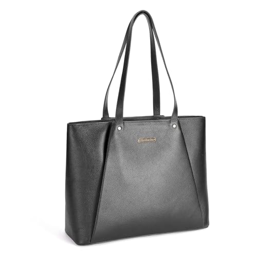 Blofinche Genuine Leather Tote Bag for Women,15.6 Inch Laptop Bag, Large Work Purse for Office Travel Commuter
