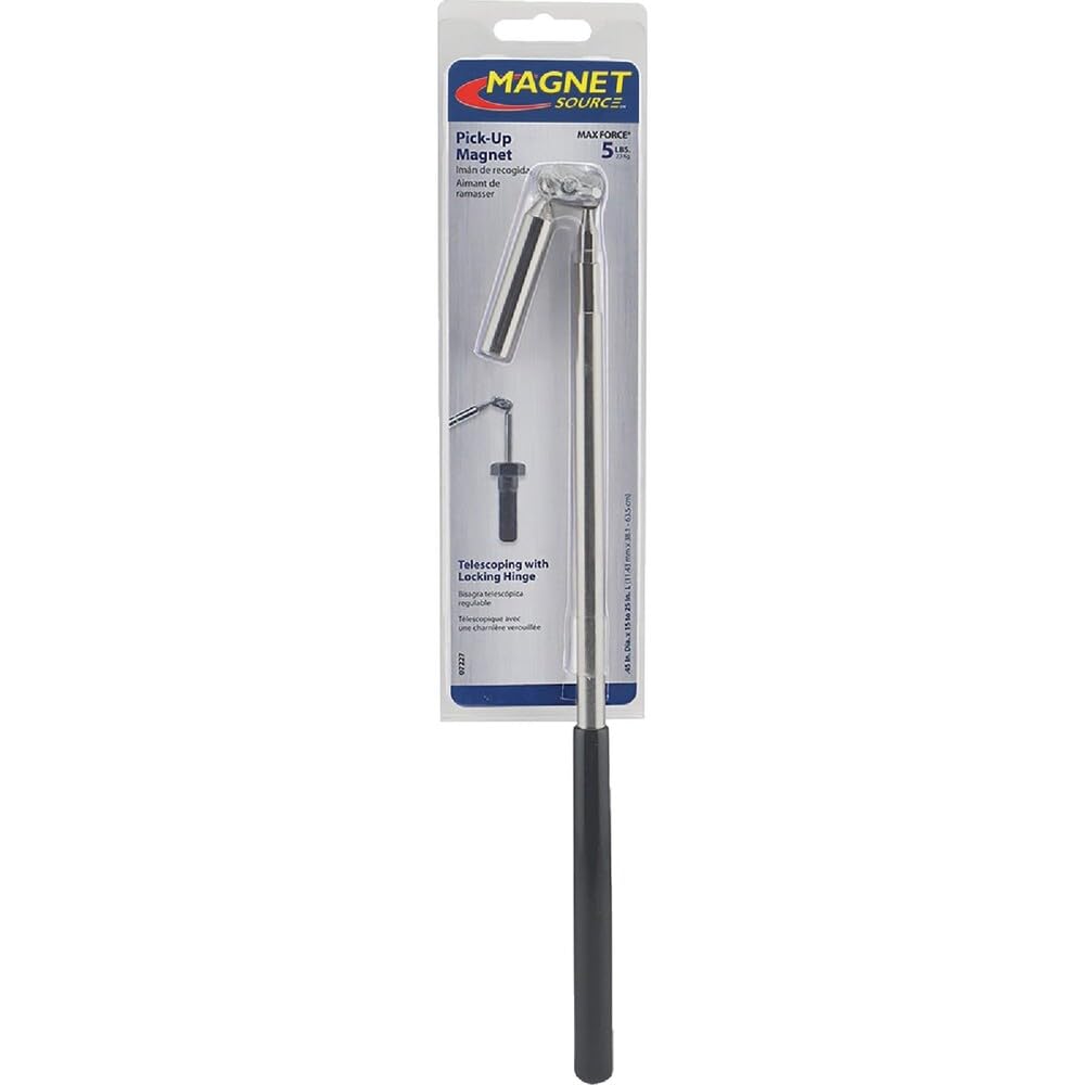 Master Magnetics Herramienta de recogida magnética, telescópica con bisagra, imán de recuperación, longitud de 24 pulgadas, sujeción de 5 libras, 07227