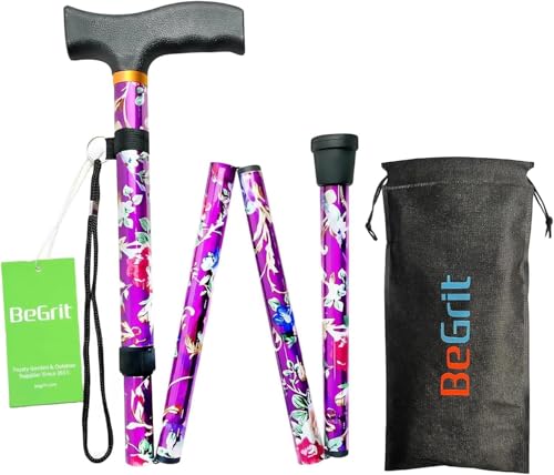 BeGrit Bastón Plegable Mujer Bastones para Caminar de Aluminio Diseño Floral Ajustable de Diseño BeGrit Bastón Plegable Mujer Bastones para Caminar de Aluminio Diseño Floral Ajustable de Diseño