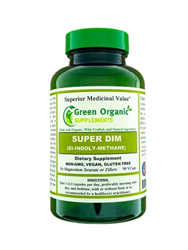 Green Organic Supplements DIM, Diindolylmethane, I-3-C, Indole-3-Carbinol, Broccoli, 90 VCaps, High Absorbable, Non-GMO, Gluten-Free, (Single)