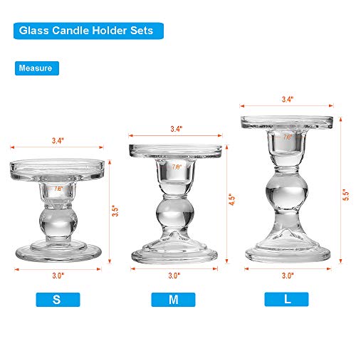 image for OYATON Glass Candle Holders for 3 inches Pillar Candle or 7/8 inch Tap