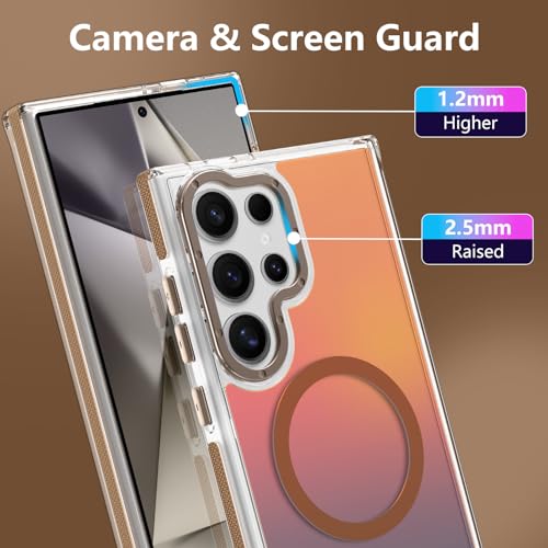 Image of Magnetic Case for Samsung Galaxy S24 Ultra [Compatible with Magsafe] [Cute Fashion Fluorescent Design] [1 Screen Protector] Slim Translucent Matte Case for Galaxy S24 Ultra 6.8 inch, Desert