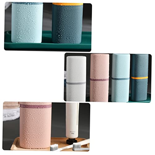 2pezzi Tazze Spazzolino Portatili e Scatola Per Spazzolini Design Pratico e Elegante Blu Scuro e Rosa Per Casa e Viaggi Facile Da Trasportare e Utilizzare