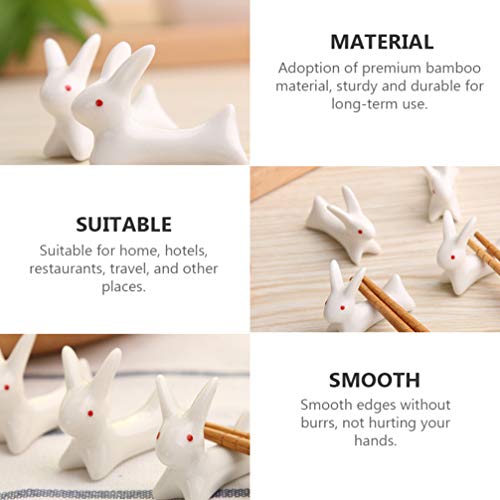 Yardwe 4Pcs Titular Pauzinhos Colher Garfo Chopsticks Descansa de Coelho Da Páscoa Coelho de Cerâmic