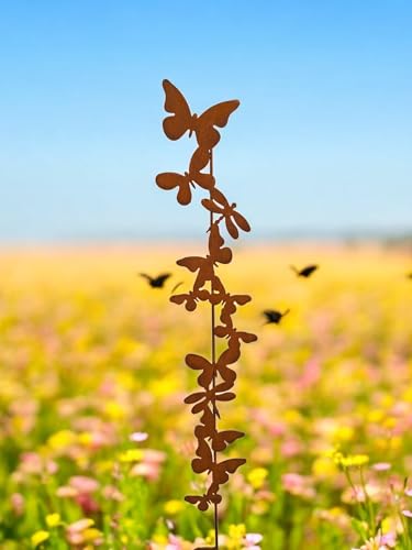 Bornhöft Gartenstecker Schmetterlinge, Edelrost Metall, 115 cm Höhe,...
