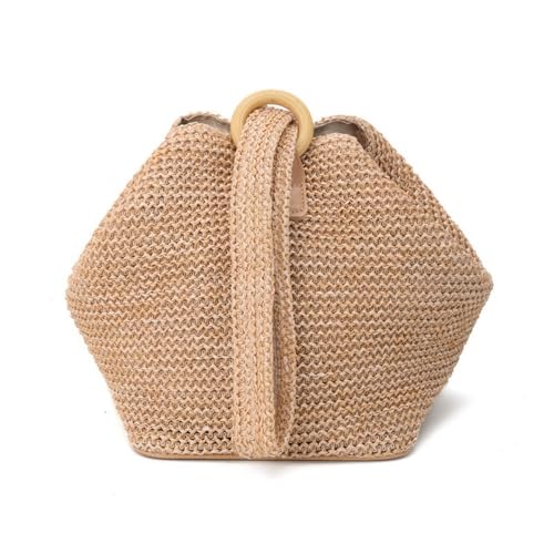Sac à main en toile de jute pour femme au design naturel rustique et style simple décontracté