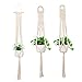 Produktbild Lewondr Makramee Pflanzenhalter, 3 Stück Blumenampel Halterung Baumwollseil Aufhänger für Pflanzen Blumen Garten Innen Außen Deko - Beige, Set A