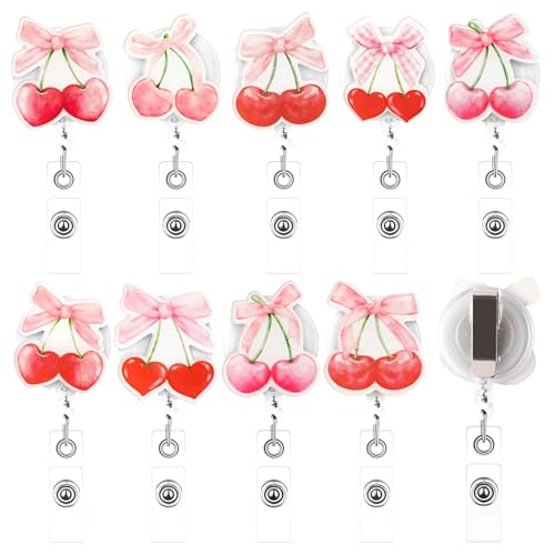9-Piece Pink Aesthetic Badge Holder Set for Office & Nurse ID - Image 1