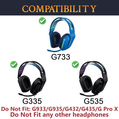 Image of SOULWIT Mesh Fabric Professional Earpads Replacement for Logitech G733 G535 G335 Lightspeed Wireless Gaming Headset, Ear Pads Cushions with Comfort Noise Isolation Foam - Blue