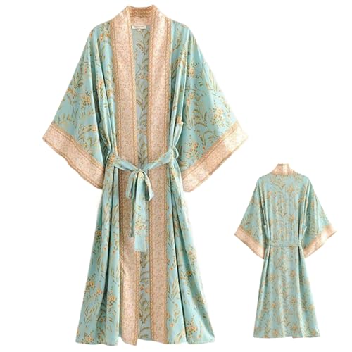 La Mejor Lista de Batas y kimonos para Mujer los 10 mejores. 49 Bata larga de satén para mujer estilo kimono con cuello en V floral banda y mangas sueltas. Bata ligera suave y delicada con la piel ideal para el baño o como regalo de San...