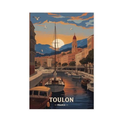 Poster Toulon France rétro : évadez-vous depuis votre salon avec cette toile
