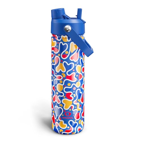 Image of ENCOOL Insulated Water Bottle with Straw Stainless Steel Water Bottle, Leak-Proof, BPA-Free, Double Wall Vacuum Keeps Cold for 24 Hours for Sports, Travel, School (26 oz, Ocean Pop)
