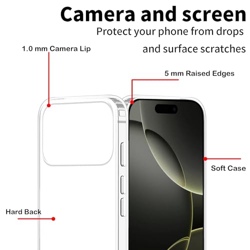Image of amazon basics Compatible with iPhone 17 Pro Case Cover Transparent Non-Slip Hard PC Shockproof Bumper Protective Back Cover - Clear