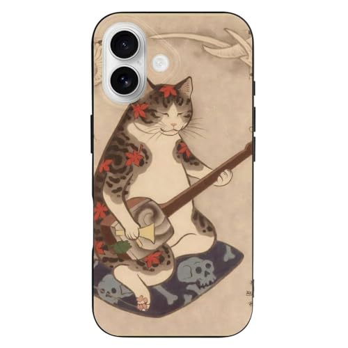 iPhone 16 ケース カバー 和風 浮世絵 猫柄 と互換性のある 携帯ケース アイフォン iPhone 16 ケース Case ワイヤレス充電対応 TPU 耐衝撃 人気