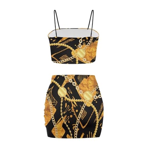 Image of 2025 Sexy Spaghetti Strap Crop Tops and Bodycon Skirt Casual 2 Piece Set S-4XL