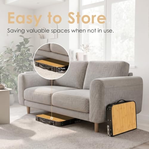 Image of Folding TV Dinner Tray Table, Adjustable Height Sofa Snack Table