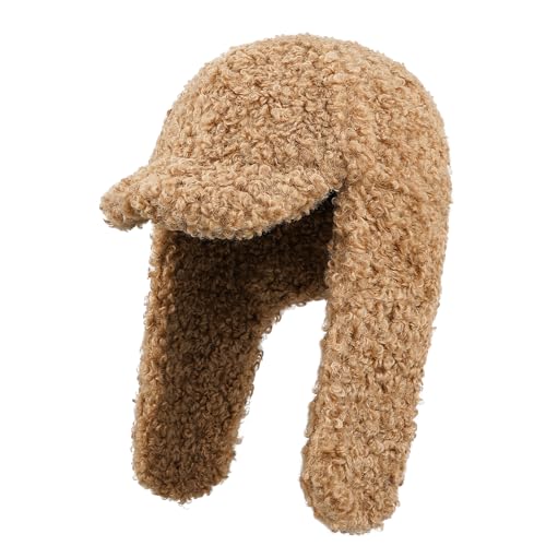 Clakllie Women's Trooper Hat Aviator Trapper Eskimo Hats Warm Winter Cap Hunting Skiing Caps with Earflaps Visor,Khaki