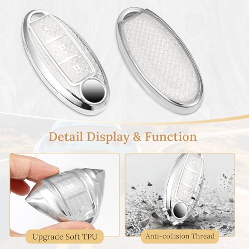 Image of Key Fob Cover for Nissan, White Rhinestone Loop