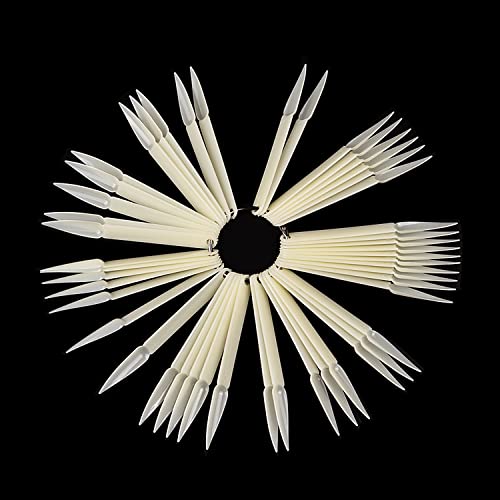 200 Pieces Stiletto Nail Swatch Sticks with Ring, Natural Plastic Nail Swatches Fan-shaped Nail Polish Sample Sticks for Color Display and Nail Practice