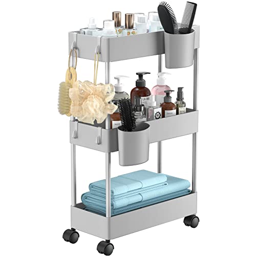 Pipishell Slim Storage Cart with Wheels, Bathroom Cart Organizer Small, ...