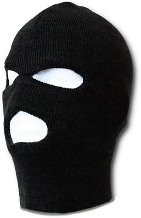 3 Hole SKI MASK Winter HAT Black Knitted SAS Balaclava