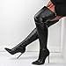 YING LAN Over the Knee High Boots for Women Sexy Zipper Pointed Toe High Heel Faux Leather Surgical Stretch Riding Thigh High Boots Black Size 9