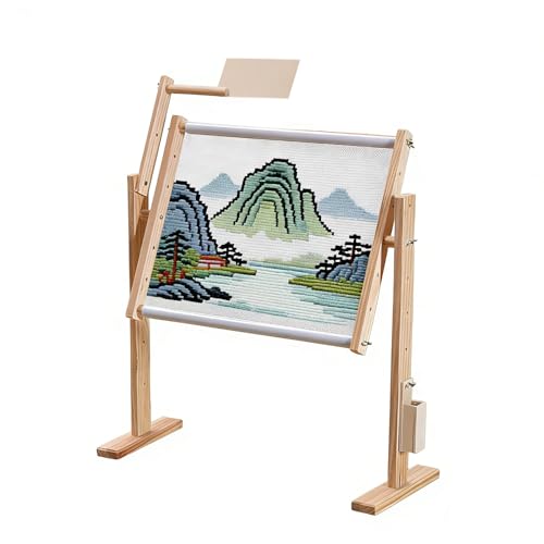 M.J COMFY-LIFE Cross Stitch Adjustable Frame Embroidery Frame 30 x 40 x 50 cm Wooden Cross Stitch Frame 360 Degree Rotating Cross Stitch Frame Suitable for Embroidery and Silk Embroidery