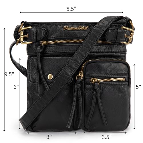 Image of Montana West Crossbody Bag for Women Multi Pocket Shoulder Medium Travel Purses Ultra Soft Washed Leather