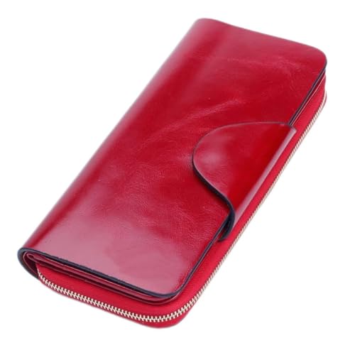 Oil Wax Wallet Long Multi Card Wallet Card Cover Female Hand Bag Purse Portable Bag (D,9.5 * 2 * 19cm)
