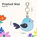 Trazzic Leather for AirTag Holder, Keychain Compatible with AirTag Cases, Cute Pattern with Keychain Ring, Scratch-Resistant for GPS Tracker Cover, Car Key Chain Accessories (Bird Blue)