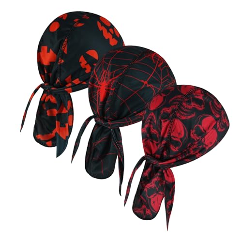 Image of DOCILA 3 Pcs Do Rags for Men Skull Cap Bandana Hat Breathable Helmet Linner Beanie