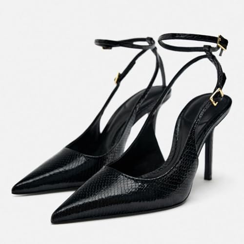 Escarpins noirs bout pointu confortables avec bride de maintien 42