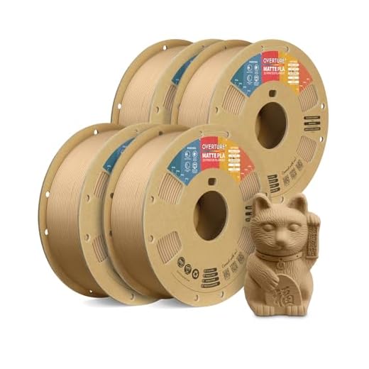 OVERTURE 4KG Bundle Matte PLA 3D Printer Filament 1.75mm, Matt Surface & Low Warping Filament 4 Pack 1kg Spool (2.2 lbs), Fit Most FDM Printers (Matte Light Brown 4-Pack