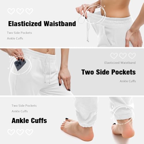 Image of Walifrey Womens Joggers with Pockets, Drawstring Sweatpants Women for Lounging Jogging Workout and Gym