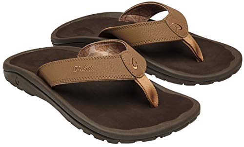 Image of OluKai Ho'opio Leather Women's Beach Sandals, Full-Grain Leather Flip-Flop Slides, Modern Low Profile Design & Comfortable Fit