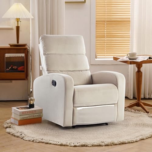 Image of Urban living - Monaco Single Seater Fabric Manual Recliner | 1 Seater Sofa | Single Sofa Recliner | 1 Seater Chair Sofa | 1 Year Warranty | Beige