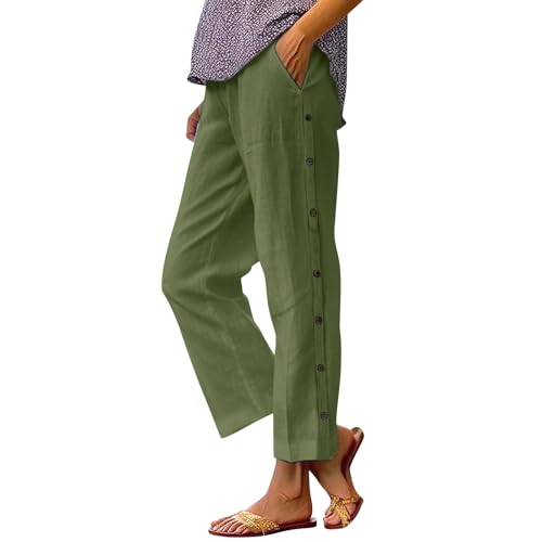 Ofertas Pantalones Mujer Verano Tallas Grandes Lino de Algodón Cintura Alta Vintage Estampado Pantalon Deportivos Pantalones Ligeros Playa Cómodo y Transpirable para Yoga Jogging Original
