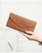 Fashion Women's RFID Protected Envelope Clutch Wallet, PU Leather, 19.5x10cm,Long Style with Card Slots and Back Zipper Pocket (Brown)