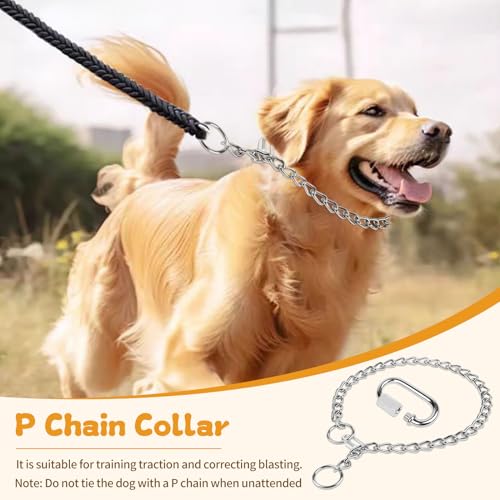 AUAUY Kettenhundkragen, Edelstahl Hundehalskette, Verstellbare Hunde Halsband mit Verbindungsverschluss, Hunde Kette zum Hundetraining, Halskette P-Kettenkragen für Hunden (L: 60 cm, Ø 3,5 mm)