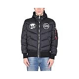 herren jacke leinen Tasche am Ärmel ALPHA INDUSTRIES Herren Hooded Puffer Voyager FD Baby Jacke, Black, L