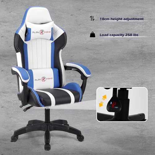 T-THREE.Ergonomic Leather Gaming Chair Height Adjustable with Headrest and Lumbar Support(Blue) - Image 7