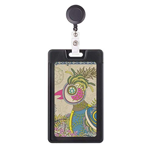 Porte-badge rétractable Ukiyo-e Japon porte-carte extensible enrouleur de badge oiseau