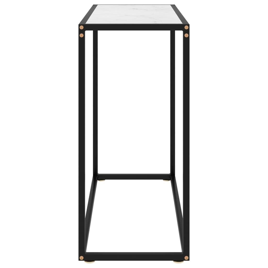 Elegancki stół ze szkła hartowanego i stali malowanej proszkowo, 80 x 35 x 75 cm, wytrzymały i stabilny, łatwy do czyszczenia wilgotną szmatką do Twojej przestrzeni życiowej.